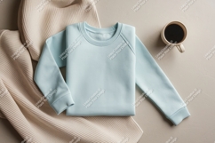 Blue sweatshirt with coffee mockup Product Image 1