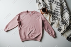 Pink sweatshirt with blanket mockup Product Image 1