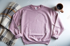 Pink sweatshirt with plaid blanket mockup Product Image 1