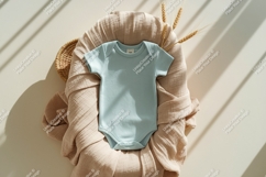 Baby blue bodysuit with wheat ears mockup Product Image 1