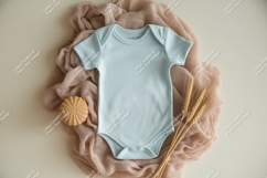 Baby blue bodysuit with wheat ears mockup Product Image 1