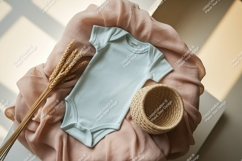 Baby blue bodysuit with wheat ears mockup Product Image 1