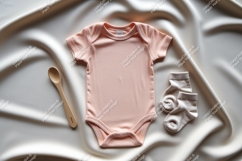 Peach baby bodysuit with socks mockup Product Image 1