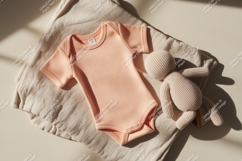 Peach baby onesie with plush mockup Product Image 1