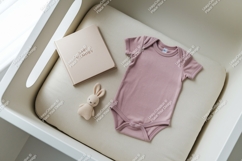 Baby onesie with book and toy mockup Product Image 1