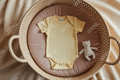 Pale yellow baby onesie mockup Product Image 1