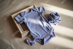 Blue baby onesie flat lay mockup Product Image 1