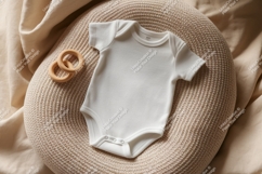 White baby onesie flat lay mockup Product Image 1