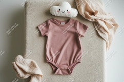 Baby onesie with cloud toy mockup Product Image 1