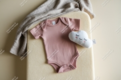 Baby onesie with cloud pillow mockup Product Image 1