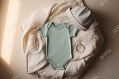 Baby onesie and hat mockup Product Image 1