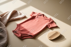 Baby clothes and comb flat lay mockup Product Image 1