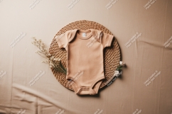 Brown baby bodysuit with flowers mockup Product Image 1
