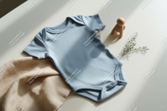 Blue baby bodysuit flat lay mockup Product Image 1