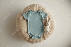 Blue baby bodysuit with toy mockup Product Image 1