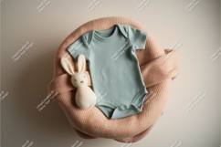 Blue baby bodysuit on blanket mockup Product Image 1
