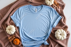 Blue tshirt with pumpkins mockup Product Image 1