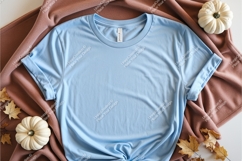 Blue tshirt with pumpkins mockup Product Image 1