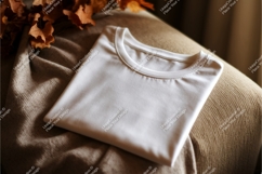 Folded white tshirt on fabric mockup Product Image 1
