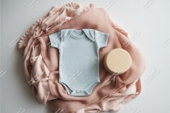 Blue baby onesie on blanket mockup Product Image 1