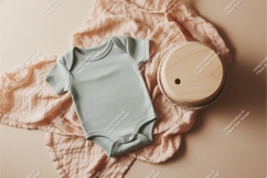 Blue baby onesie on fabric mockup Product Image 1