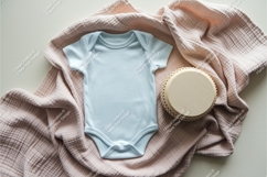 Blue baby onesie on fabric mockup Product Image 1