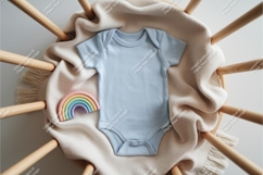 Baby blue onesie on blanket mockup Product Image 1