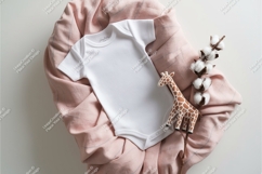 White baby bodysuit mockup Product Image 1