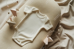 Purple baby bodysuit on fabric mockup Product Image 1