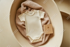 Beige baby bodysuit mockup Product Image 1