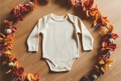Brown baby bodysuit on fabric mockup Product Image 1
