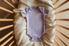 Beige baby onesie on fabric mockup Product Image 1