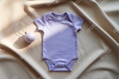 Peach baby onesie on silk mockup Product Image 1