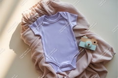 Peach baby onesie on pillow mockup Product Image 1