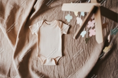 White baby onesie flat lay mockup Product Image 1