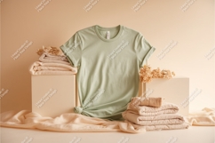 Beige baby onesie flat lay mockup Product Image 1