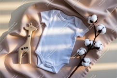Beige baby onesie on silk fabric mockup Product Image 1