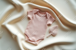 Mint baby onesie with floral wreath mockup Product Image 1
