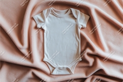 Peach baby tshirt with autumn leaves mockup Product Image 1