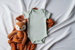 Mint baby bodysuit with blanket mockup Product Image 1