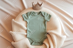 Beige baby bodysuit on fabric mockup Product Image 1