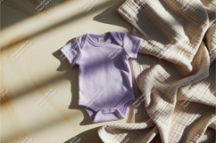 Beige baby onesie on pillow mockup Product Image 1