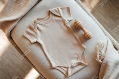 Purple baby onesie with toy mockup Product Image 1