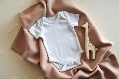 Purple baby bodysuit on cushion mockup Product Image 1