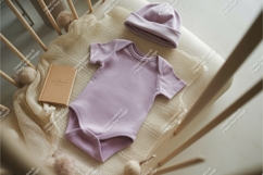 Pink baby onesie with shoes prop mockup Product Image 1