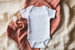 Baby onesie with cotton flowers mockup Product Image 1