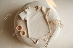 Baby onesie with wooden toy mockup Product Image 1