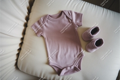 Pink baby onesie with shoes mockup Product Image 1