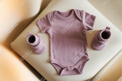 Pink baby onesie with shoes mockup Product Image 1