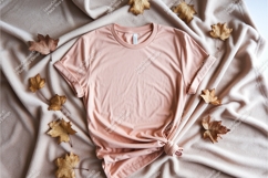 Peach tshirt with autumn leaves mockup Product Image 1